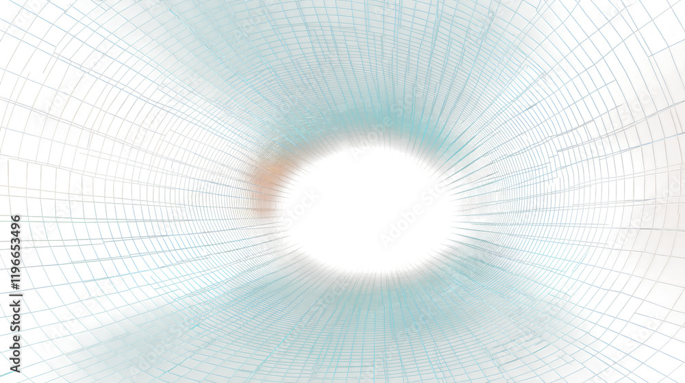 Poster abstract tunnel. vector wormhole. 3d corridor mesh.