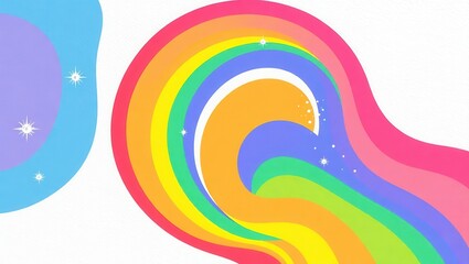 Obraz premium Vibrant Rainbow Swirl Abstract Background Design with Pastel Colors and Sparkles
