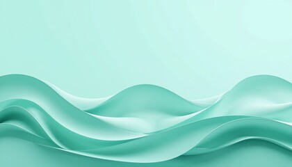 Abstract waves in soft mint color