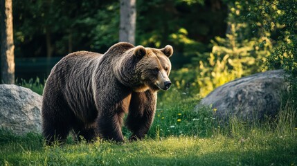 Majestic brown bear in its natural habitat.