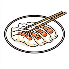 Savory Delights: A Mouthwatering Image of Steaming Dumplings on a Plate with Chopsticks