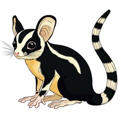 Fototapeta premium Striped Possum: A Close-Up Look at this Adorable and Exotic Creature. Discover the beauty of wildlife through this captivating illustration.
