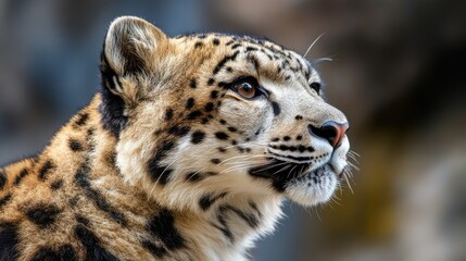 Naklejka premium Majestic snow leopard profile, stunning.