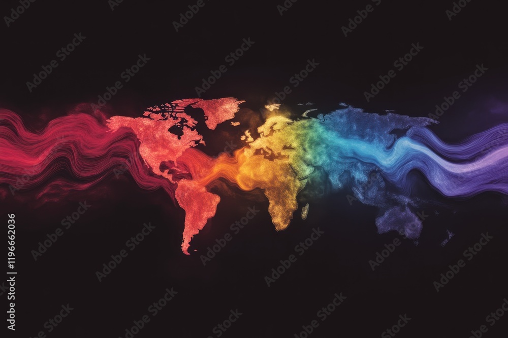 Poster global colorful map artwork artistic visualization digital art abstract design vibrant colors world 