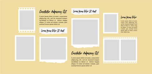 Pictures or photos frame collage. comics page grid layout abstract photo frames and digital photo wall template