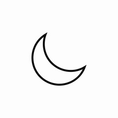 Night moon crescent sky icon vector sign