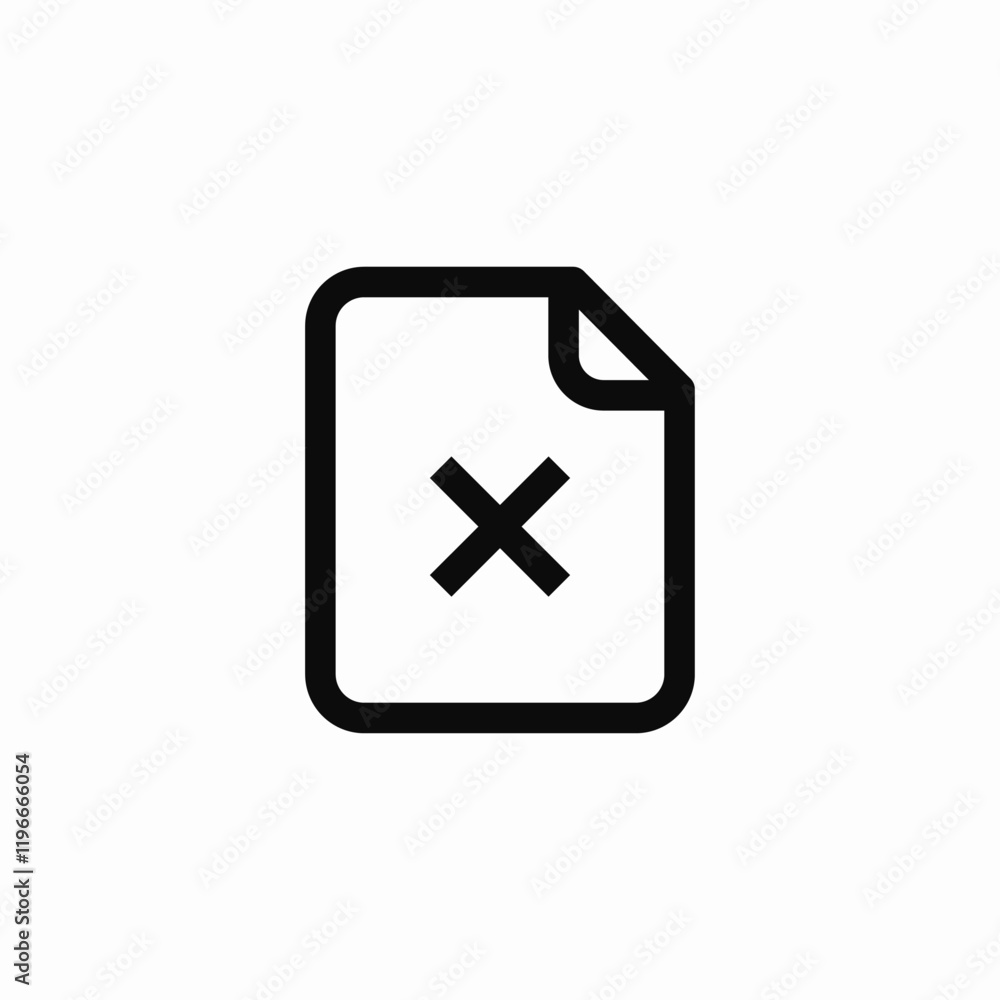 Poster delete document file cross icon vector sign