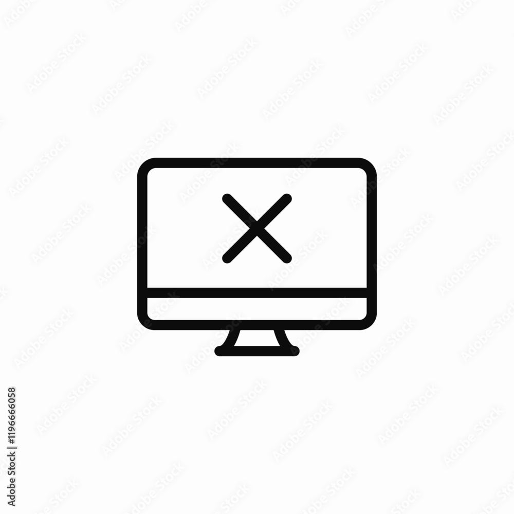 Poster error screen computer monitor icon vector sign
