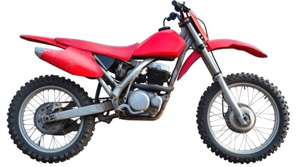 Obraz premium Red dirt bike isolated on white background.