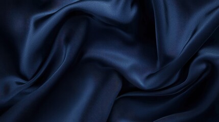 Obraz premium Navy Blue Silk Fabric Texture: Luxurious Drape and Smooth Surface