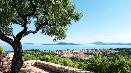 Fototapeta premium Island Seascape with Olive Tree