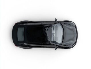 Black car is shown from the side, with the hood up. The car is sleek and modern, with a shiny black paint job. The car is parked on a white background, which makes it stand out even more
