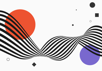 Obraz premium Black and white wave. Abstract wave design with optical illusion. Abstract background.