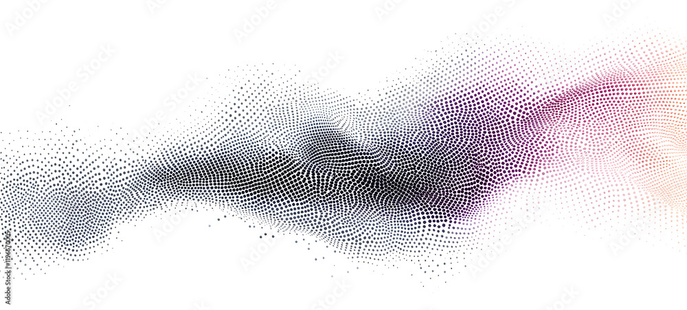 Poster a wave of moving particles. abstract vector 3d illustration on a white background.