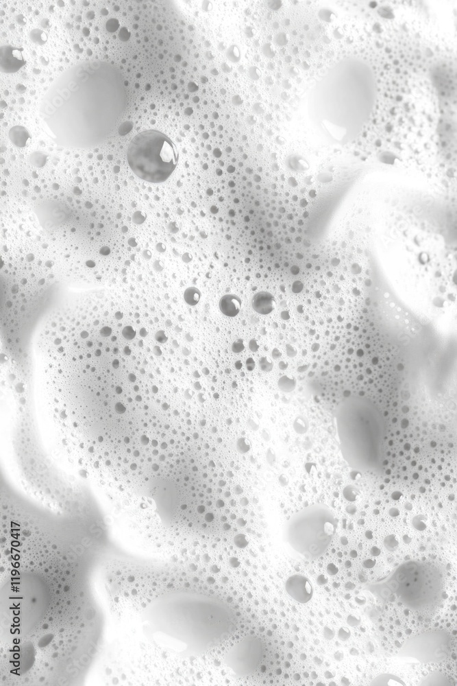 Poster close-up of soap bubbles forming a pattern on a wet surface.