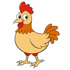 Hen cartoon style vector on white background