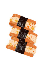 Delicious Japanese food Susi onigiri and seaweed issolated on white