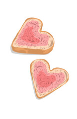 Beautiful Pink heart shaped white bread issolated on white 