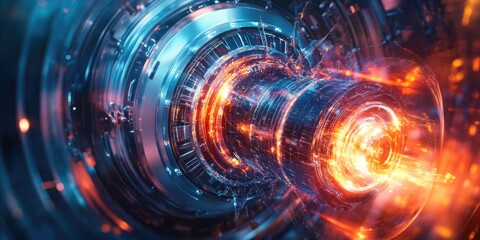 Obraz premium Colorful energy device glowing in a futuristic setting. Abstract technology concept.