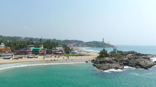 Aerial view of kovalam beach thiruvananthapuram kerala