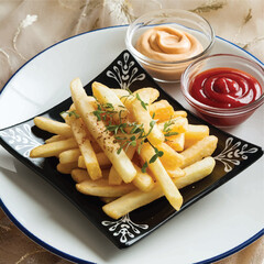 french fries with ketchup