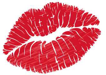 Red Lips Imprint Passionate Kiss Mark Grunge Texture Graphic Design Element Valentine Romantic Love Abstract Art Digital Illustration Scratch Print Vintage Style Bold Red Color Background Image Sexy  