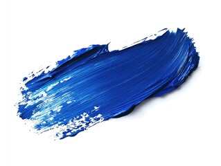 Blue brush stroke on a white background. The brush stroke is very thick and has a lot of texture. The blue color is very vibrant and stands out against the white background