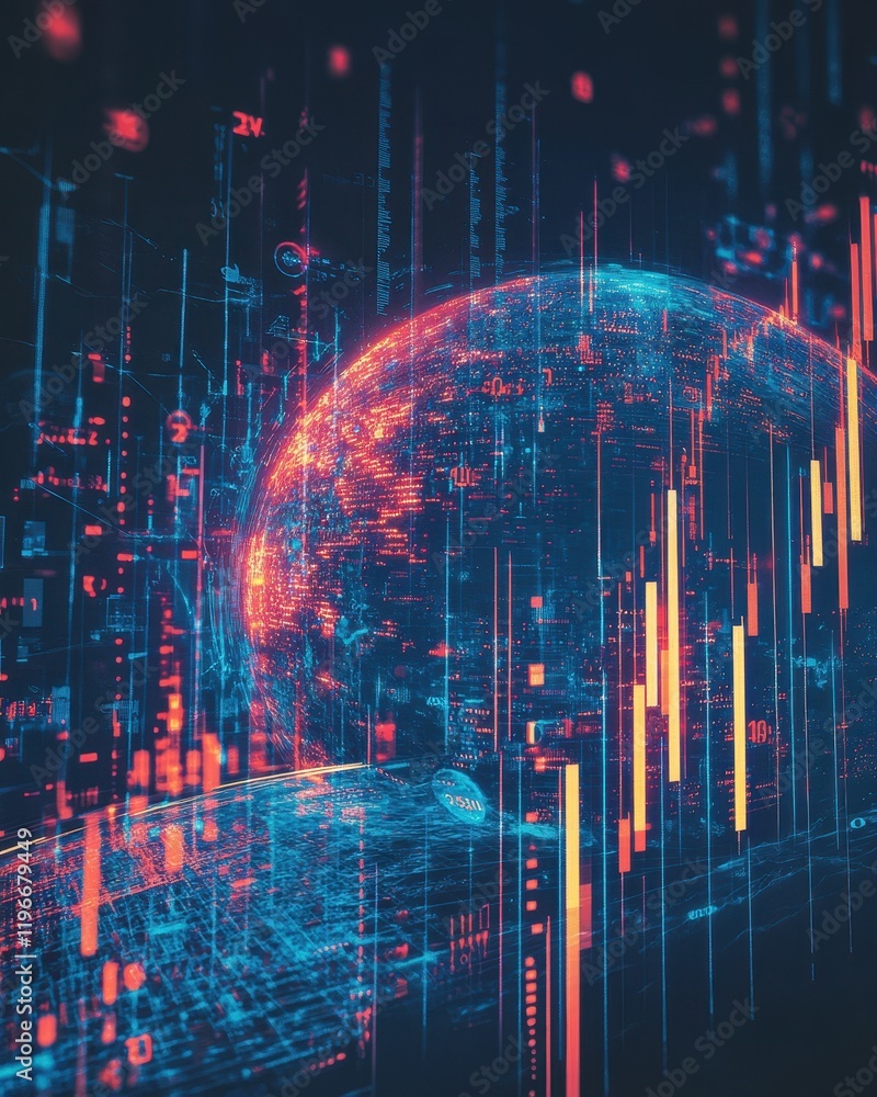 Poster global digital network data visualization futuristic technology abstract background