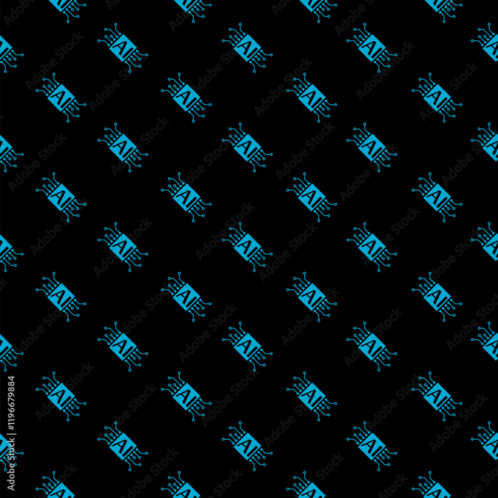 Poster ai icon pattern seamless isolated on black background