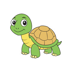 Cute cartoon turtle illustration perfect for children's books or educational resources. Cute sea turtle cartoon isolated on white background
