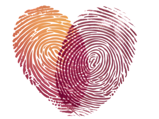 Romantic Fingerprint Heart Design Unique Artistic Abstract Love Pink Orange Gradient Texture Valentines Day Illustration Graphic Digital Print Pattern Background Image red coral unity style couple    