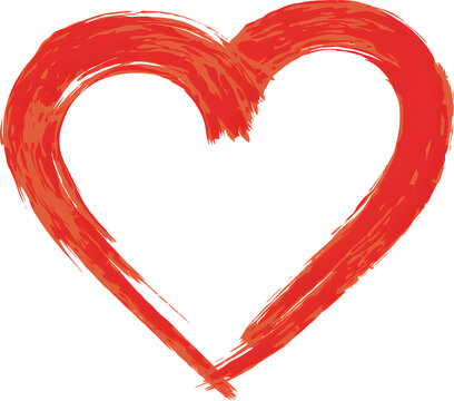 Naklejki Abstract Red Heart Shape Painted Brush Strokes Romantic Design Element Valentine Love Passion Graphic Artistic Illustration Digital Art Background Texture Image care dark bold black vivid vector      