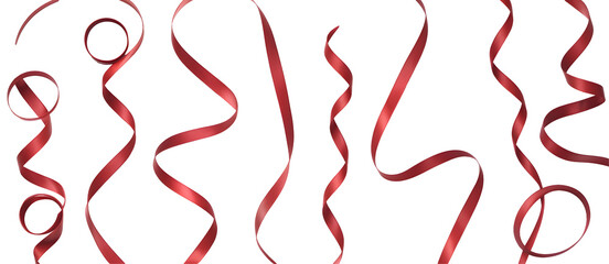 Elegant Red Ribbons Swirling Dark Background Festive Design Abstract Twirls Celebration Party Decorations Shiny Texture Luxury Red Curls Romantic Anniversary Valentine Day Graphic Design Element Wine 