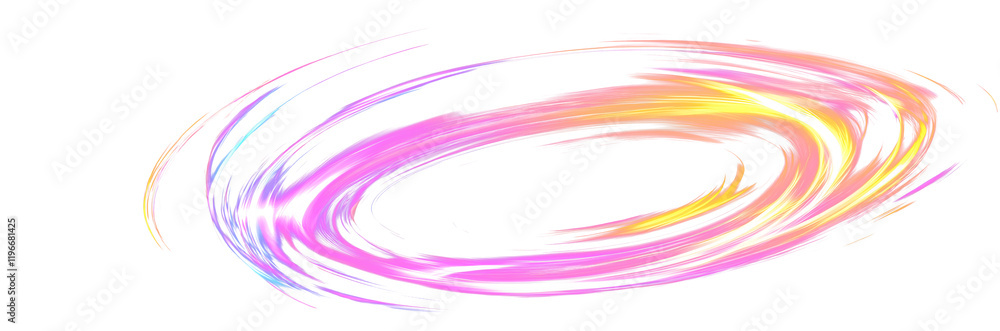 Poster rotating dynamic neon circle. colored shiny sparks of spiral wave. neon color glowing lines backgrou