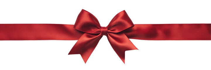 Elegant Red Satin Ribbon Bow Isolated on Black Background Perfect for Holiday Gift Wrapping Present Decoration Design Element Festive Celebration Anniversary Romantic Valentines Day Wedding Invitation