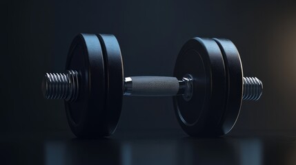 Dumbbell with high gloss, set against a black background with subtle reflective highlights
