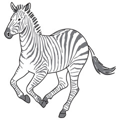 走っているシマウマの手描きイラスト