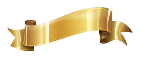 Elegant Golden Ribbon Design Premium Glossy Texture Festive Celebration Award Luxury Shiny Decoration Ornament  Golden Swirl Design Background Graphic Element  Vector Illustration Golden Banner icon  