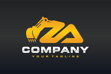 letter ZA excavator logo