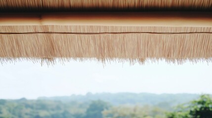 Exploring biophilic design with bamboo elements overlooking a serene natural landscape