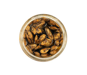 Canned sardine fillet, marinated pilchard, traditional sprat in oil, glass jar