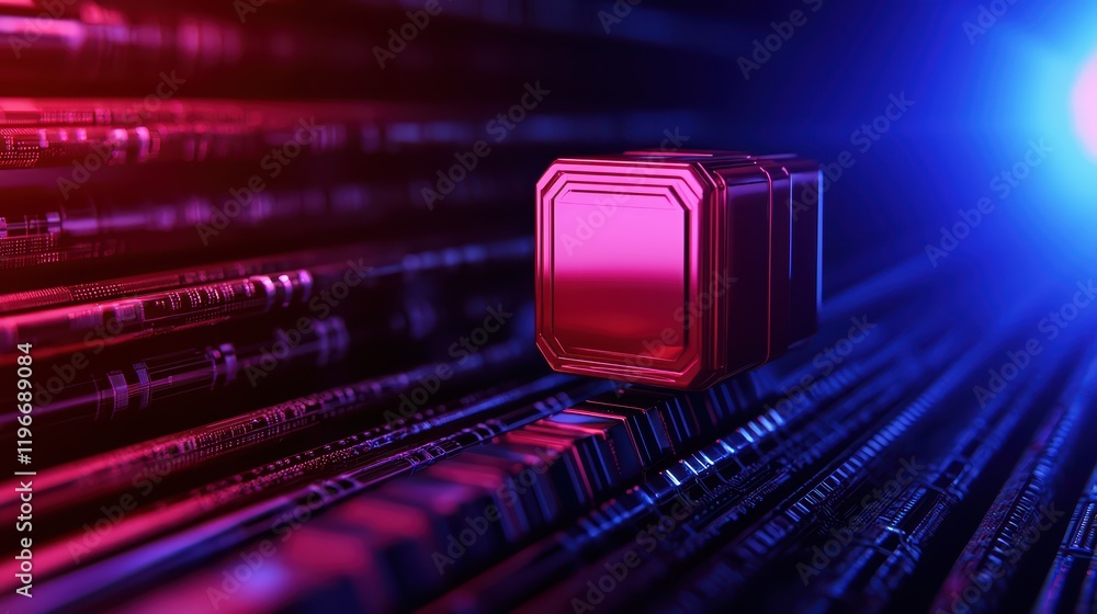 Poster digital currency concept in futuristic blockchain environment