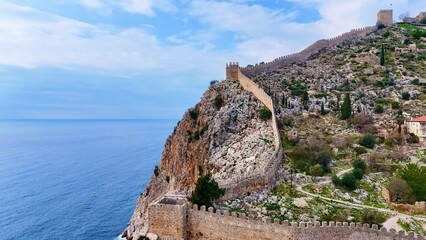 fortress on a rock near the sea coast. High quality photo