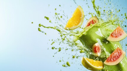 Fresh fruit splash showcasing vibrant colors and dynamic juice e