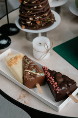 set of chocolate ice creams on a stick