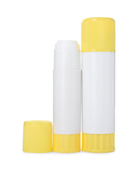 Two glue sticks with caps isolated on white