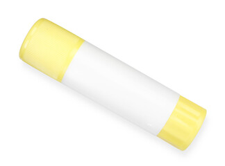 One glue stick isolated on white, top view