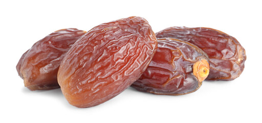 Many tasty dried dates isolated on white