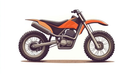Obraz premium Orange dirt bike illustration isolated on white background.