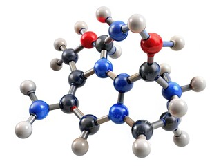 Quetiapine Molecule: Ball-and-Stick Model, Atypical Antipsychotic Drug Structure